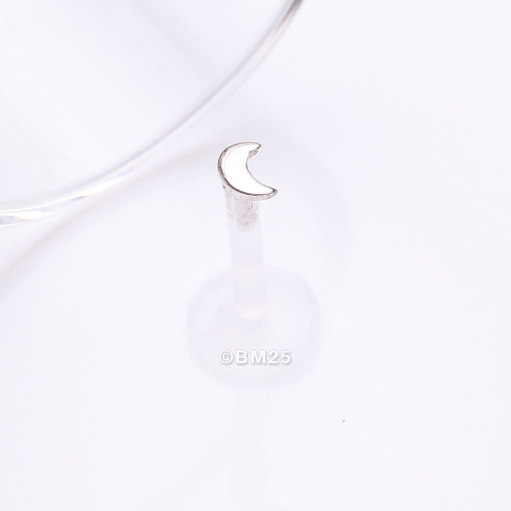 14 Karat White Gold Triangle Plate Top Bio-Flex Labret